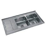 سینک ظرفشویی استیل روکار دو لگنه نگین الماس مدل SA112 - Image 6