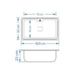 سینک ظرفشویی استیل توکار یک لگنه نگین الماس مدل SA54 - Image 2