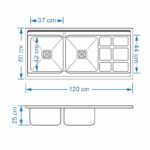سینک ظرفشویی استیل روکار دو لگنه نگین الماس مدل SA112 - Image 2