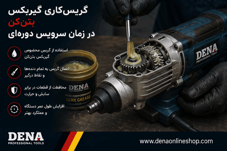 گریسکاری گیربکس بتنکن در زمان سرویس دورهای